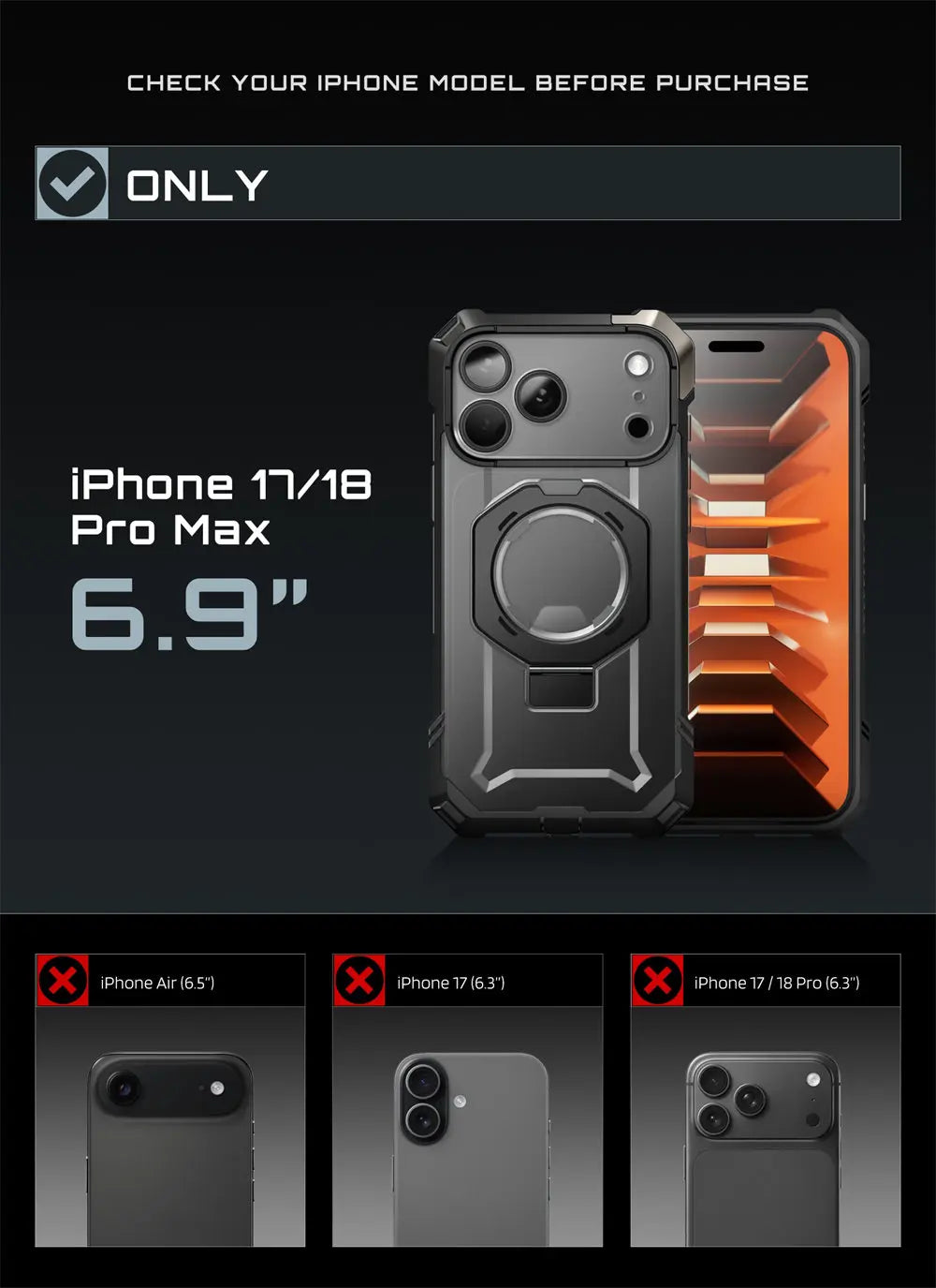 UB Grip For iPhone 18 Pro Max /For iPhone 17 Pro Max Case SUPCASE Compatible with MagSafe Heavy Duty Rugged Magnetic Phone Case