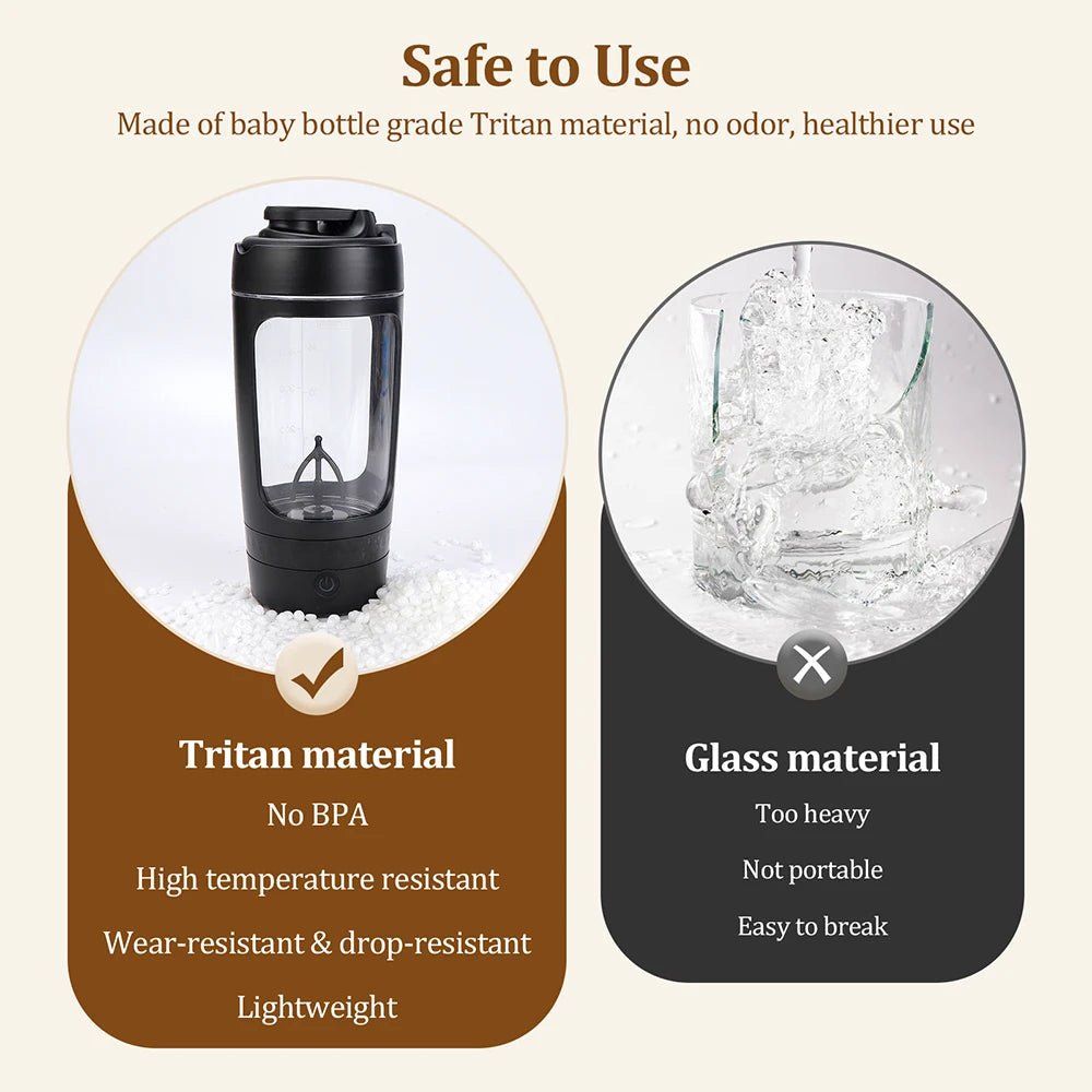 650ml Electric Shaker Bottle Portable Whey Protein Shaker Automatic Stirring Blender Multipurpose Juice Mixer Cups Fitness Work