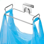 Kitchen Non Perforated Stainless Steel Garbage Rack With Hanging Bracket, Cabinet Door With Cloth And Garbage Bag Storage Rack