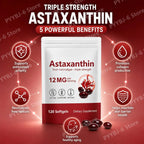 Astaxanthin Softgels Triple Strength From Microalgae Supports Healthy Aging Promotes Collagen Supports Skin Barrier 120 Softgels