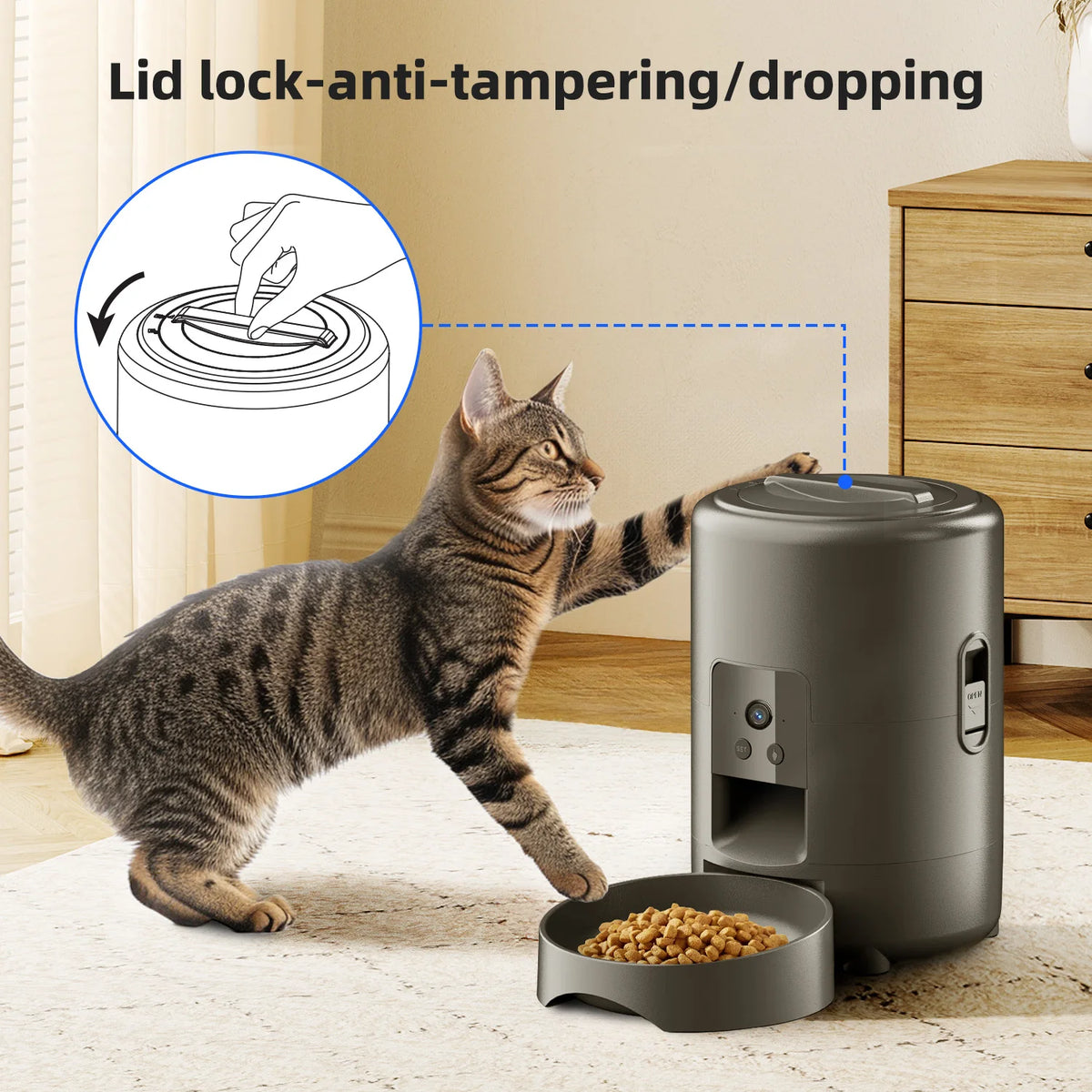 2L with Video Automatic Cat Feeder, Intelligent Timed and Quantitative Feeding, Cat, Dog and Pet Feeding Bowl Controlled by App