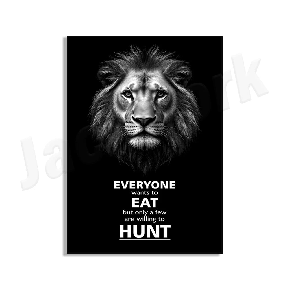 Motivational print, believe in yourself, never be afraid, awaken the beast within, animal motivational poster office decoration