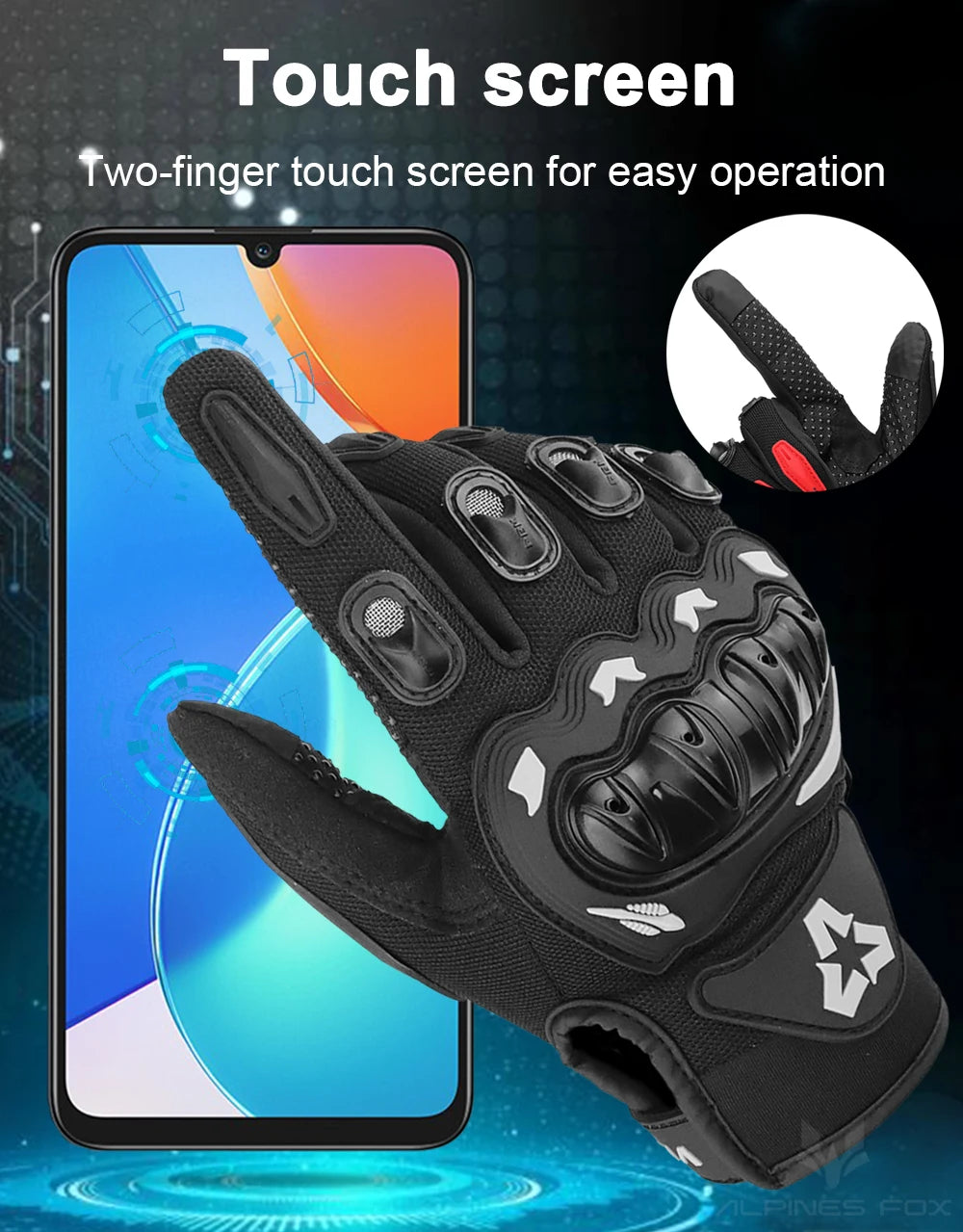 Summer Motorcycle Gloves Men Women Full Finger Touch Screen Motocross Racing Gloves Motorbike Bicycle Cycling Glove M-XXL
