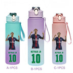 750ML Messi Modrić Neymar Football Star Straw Water Cup Portable Fitness Drink Bottle Kettle Leakproof Drinkware Fans Gifts