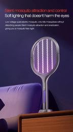 Telescopic Electric Mosquito Swatter & UV Trap Lamp, Extendable 109cm, Safe Physical Killer, Rechargeable, Wall Mount No Gap