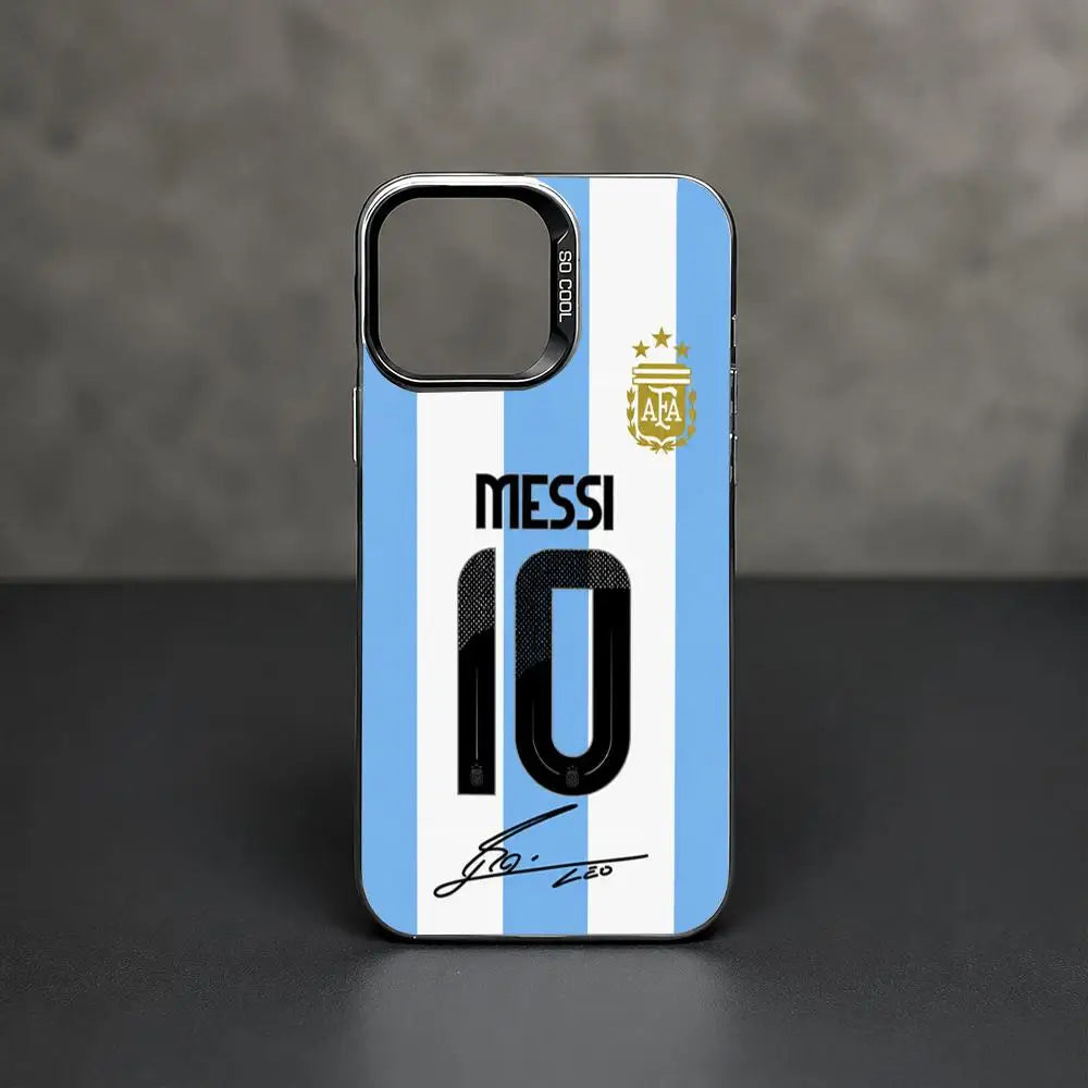Messi Number 10 Gradient Silver Shockproof Phone Case For iPhone 11 To 17