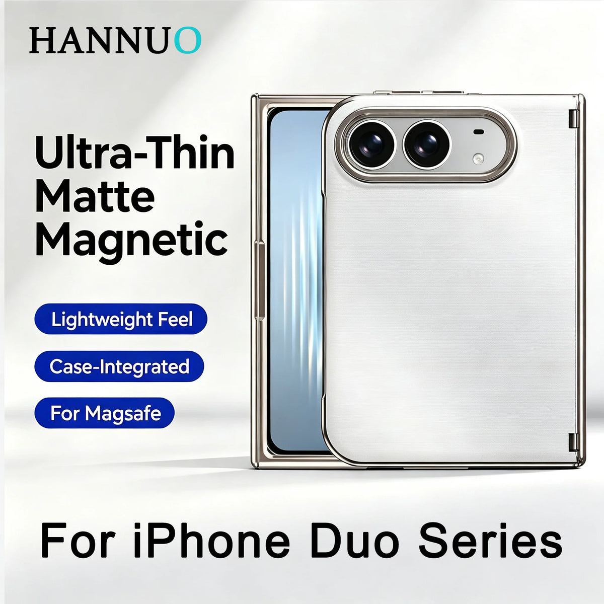 For iPhone Duo Matte Magnetic Case for iPhone DUO Cases for iPhone Ultra Wireless Charge Funda for Magsafe Shockproof Back Cover