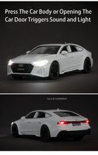 1:32 RS7 Sportback Miniature Model Toy Cars Alloy Diecast 6 Doors Opened with Pull Back Rubber Tires Ornament Vehicle Toys Gifts