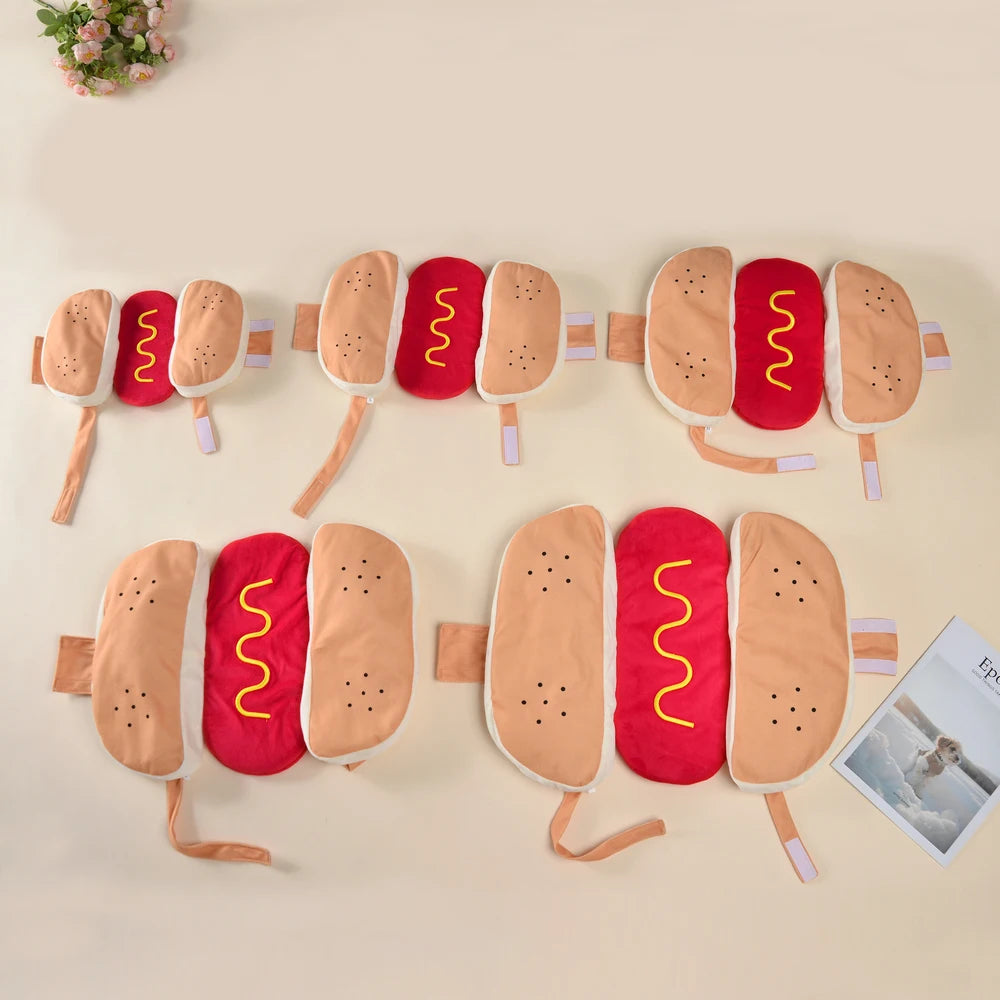 Halloween Pet Hot Dog Costume Funny Small Dogs Outfits Cute Soft Puppy Clothes Cat Dress Up Costume for Party Photo Shooting