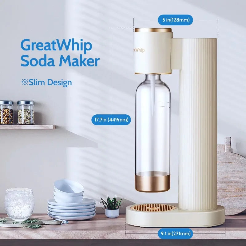 Greatwhip Home Use Soda Machine for 0.6L Co2 Cylinder Sparkling Water Soda Water Maker With 1L PET Bottle