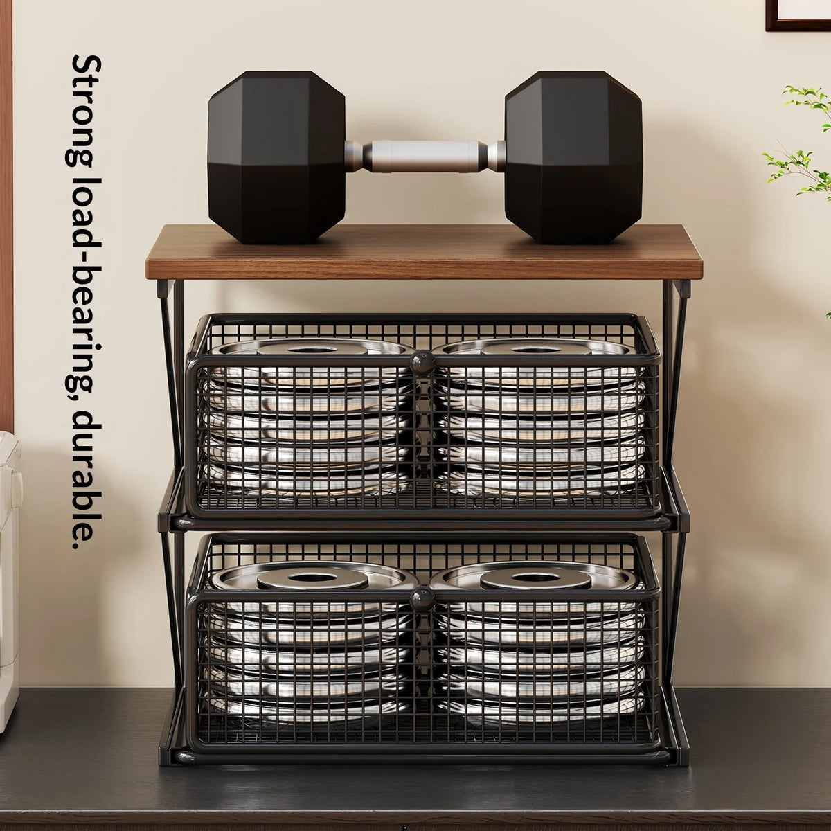 Kitchen Counter Shelf Organizer Ironwood Drawer Storage Rack Coffee Accessories Station for Room and Pantry Home Storage
