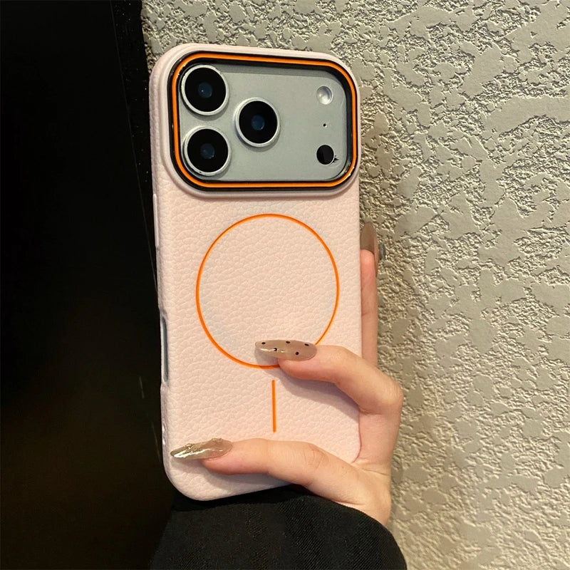 Luxury Magnetic Matte Lychee Grain Phone Case For iPhone 11 12 13 14 15 16 17 18 ProMax Air Plus Magsafe Bumper Back Cases Cover