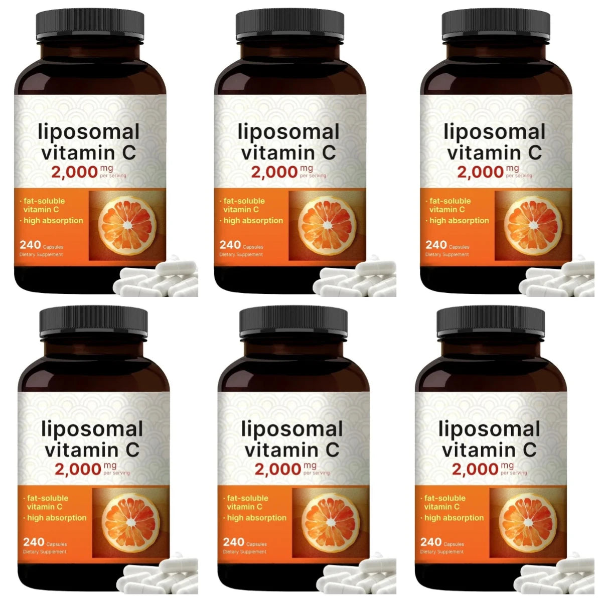 Liposomal Vitamin C 2000mg High Absorption Fat-Soluble 240 Capsules 60 Servings Non-GMO Gluten Free