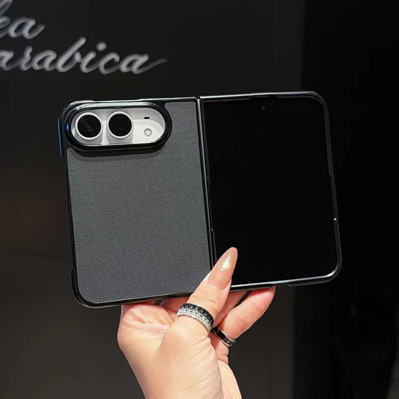 High Quality Solid Color Woven Texture Shockproof Folding Phone Case For IPhone Duo Fashionable Phone Protective Case