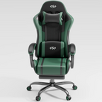 NEBMAAX Ergonomic Gaming Chair with Footrest Massage Function PU Leather Office Chair for Adults Swivel Computer Chair with Headrest And Lumbar Support