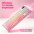 RGB Mechanical Style Keyboard 98 Keys Wireless Tri-Mode Silent with Volume Roller Gradient Keycaps Gaming Setup PC Mac