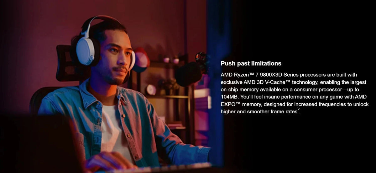 AMD Ryzen 7 9800X3D Desktop Processor  Zen 5 Processor Architecture 8 Cores 16 Threads AM5 CPU Socket PCIe 5.0 Express Version