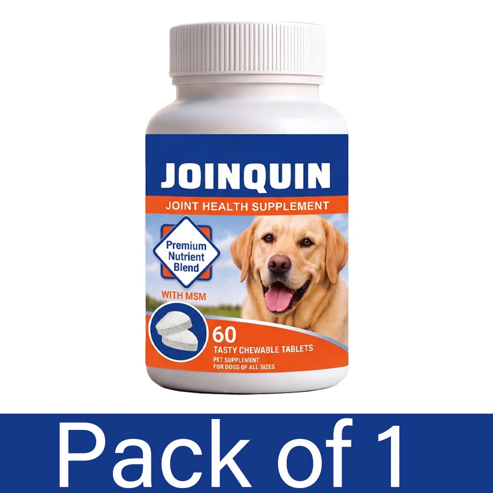 Joinquin Joint Supplement, Glucosamine & Chondroitin for Dogs, Supports Healthy Joints, Chewable Tablets for All Breeds & Sizes