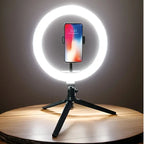 Anillo de luz LED de 26 cm con soporte de trípode - Kit de iluminación regulable de 10" para fotografía y transmisión en vivo, selfies y videos
