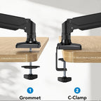 Single Monitor Arm Desk Mount for 17" to 32" Screen, Maximum load capacity 10KG Full Motion Articulating, Clamp and Grommet Base