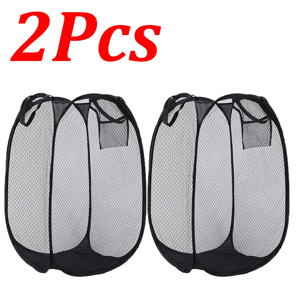 1-10Pcs Collapsible Laundry Basket Dirty Clothes Mesh Pop Up Hamper Storage Basket Toy Storage Bag for Home Bathroom Dorm Travel