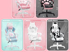 Vigosit Gaming Chair Cute Ears and Kawaii Pillow Ergonomic Computer Game Chair for Girls with Lumbar Support