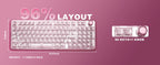 YUNZII X98 Pink QMK/VIA Wireless Transparent RGB Keyboard, Hot-Swap Gasket Mechanical Gaming Keyboard, Pre-lubed Knob Keyboard
