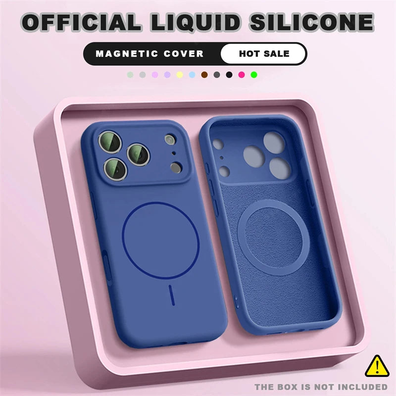 For Magsafe Liquid Silicone Phone Cases For iPhone 18 17 16 15 14 13 12 Pro Max Plus Air Case Magnetic Wireless Charging Cover