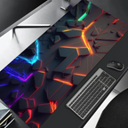 Large Gaming Mouse Pad 90x40 Red Blue Gradient Design Non-Slip Rubber Sewn Edge Gaming Desk Mat Keyboard Gamers and Office Work