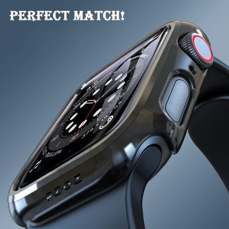 Tempered Glass+cover For Apple Watch Case Accessories 45mm 41mm 44mm 40mm 42mm Screen Protector Apple watch serie 9 4 5 6 SE 7 8