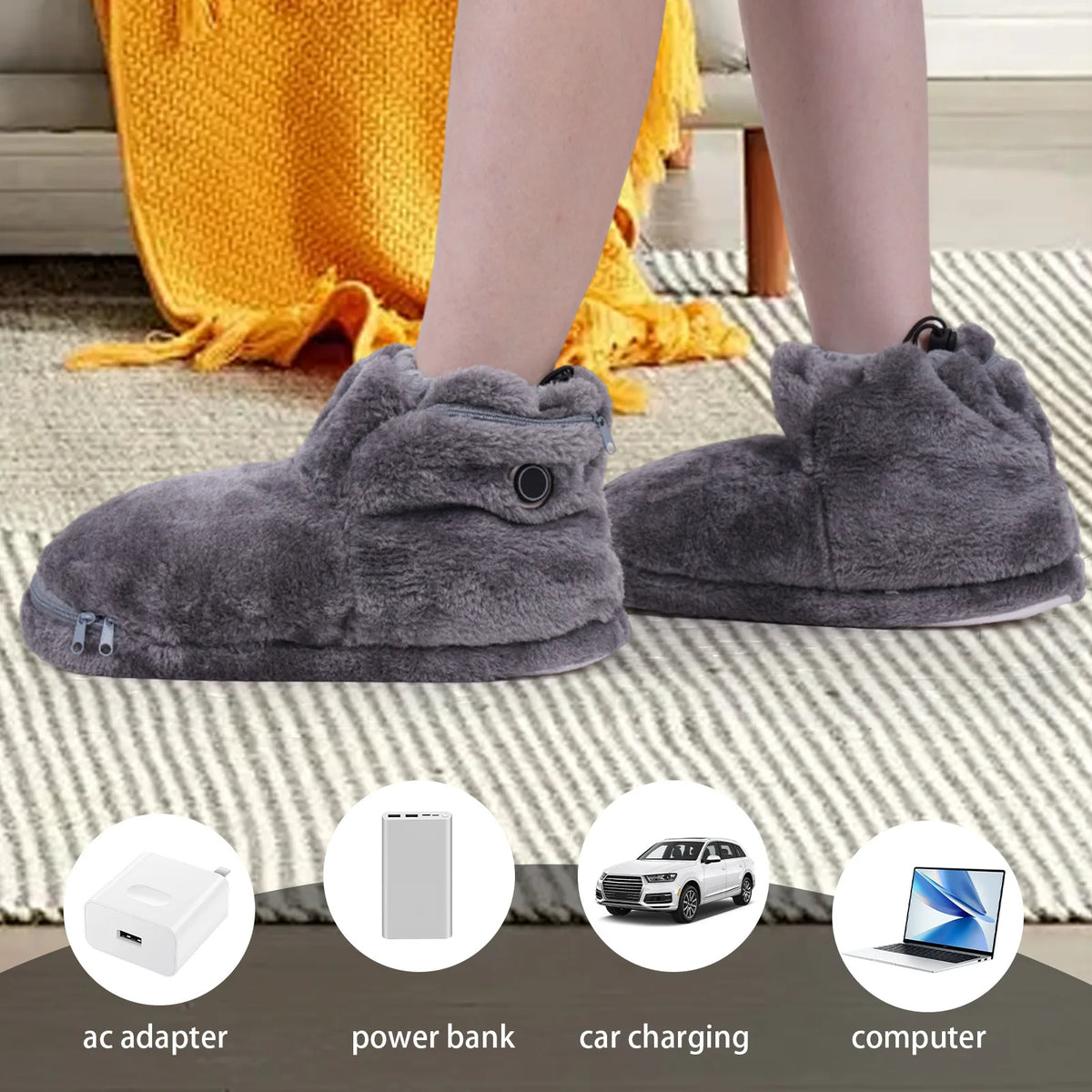 Heated Boots Heated Slippers Heating Pad Boots 1 Pair Thick Easy To Wear Fast Heating 5 Level Temperature for Office