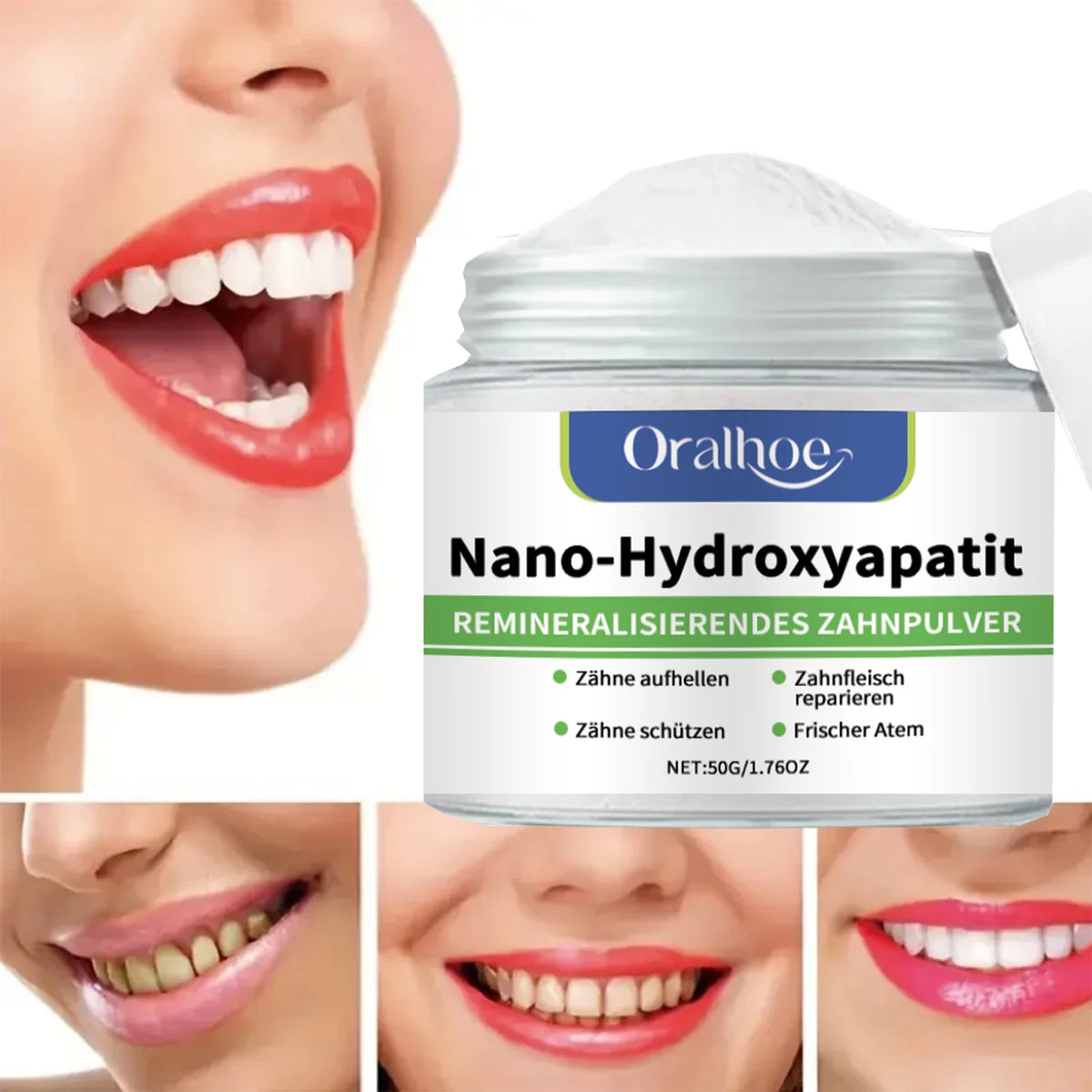 With Hydroxyapatite10%-Infused Winter Whitening Tooth Powder: Enamel Repair, Deep Cleaning & Long-Lasting Fresh Breath