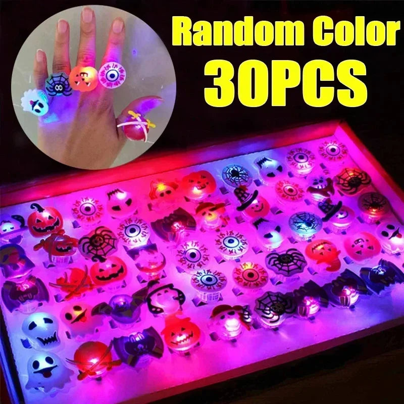 Halloween Luminous Rings Creative Cute Pumpkin Ghost Eye Ghost Pirate Spider Web Children Toys Halloween Flash Finger Rings