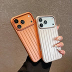 Luxury Striped Luggage Texture Phone Case For IPhone 18 17 16 15 14 13 Pro Max Shockproof Titanium Glossy Color Bussiness Cover
