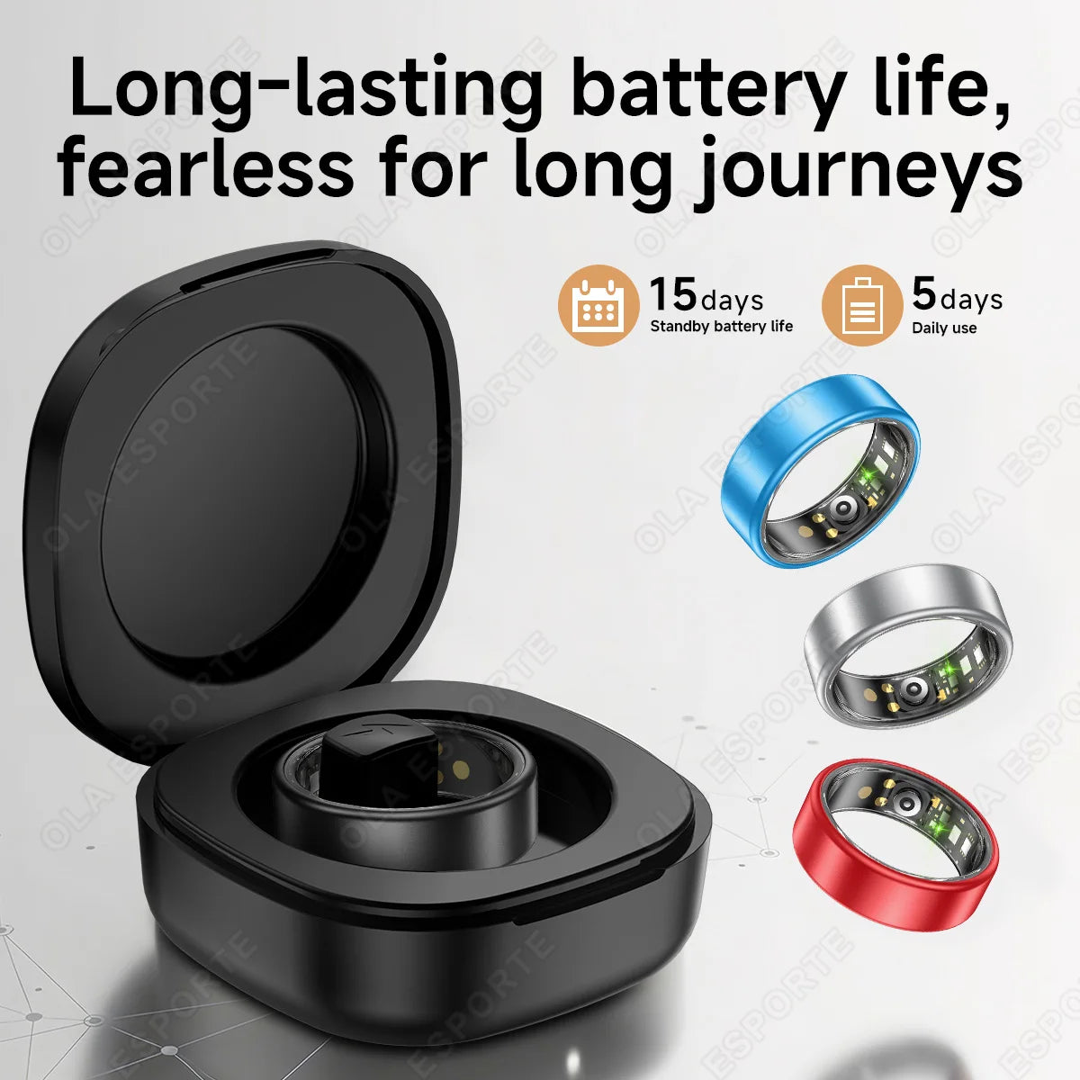 R10 Smart Ring with Charging Case Multi-color Ring Men Women Health Sleep Heart Rate Monitoring IP68 Waterproof Multi-sport Mode