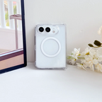 Luxury Clear Shockp Magnetic Wireless Charging Phone Case For iPhone Duo 18 Duo 18 Ultra Hinge Magsafe PC Hard Protect Cover