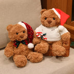 Cute Christmas Bear Plush Toy Christmas Dress Up Teddy Bear Scarf Hat Dress Up Comfort Doll Xmas Birthday Gifts