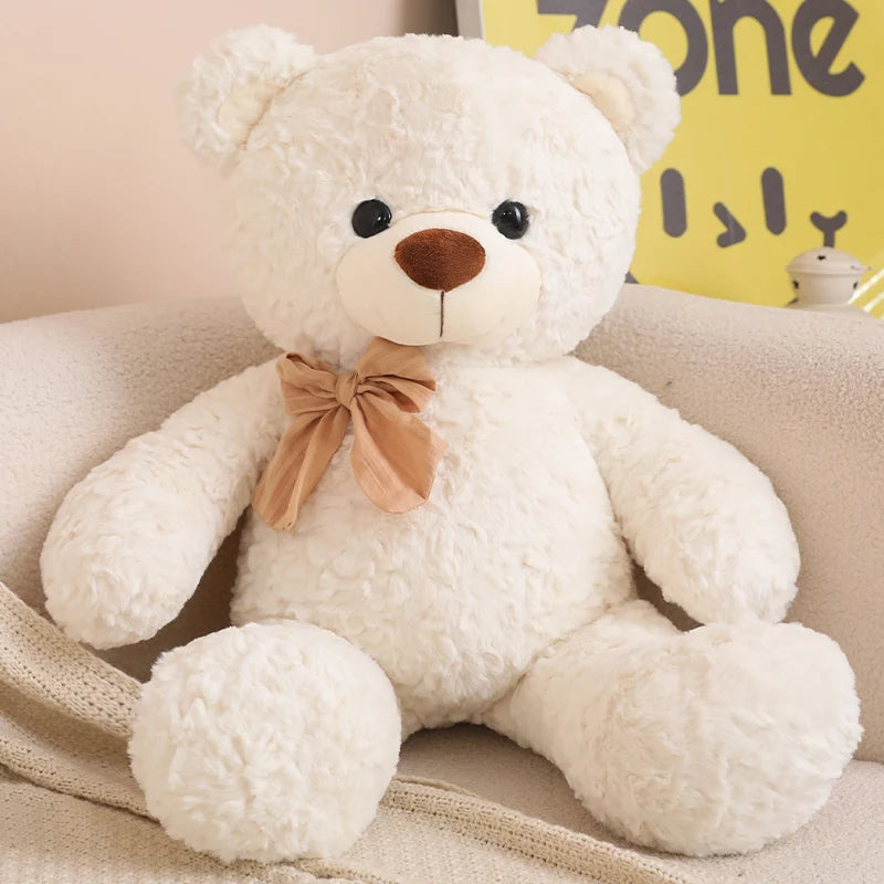 New Soft Bear Plush Toys White Pink Brown Bear Super Cute Huggable Pillow Stuffed Cartoon Animal Cushion Children Birthday Gift