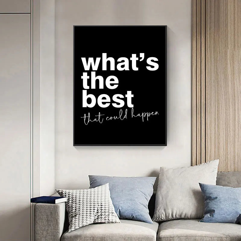 Simple Black Background Inspirational Quotes Canvas Art Poster Prints Modern Motivational Wall Decor Picture for Home