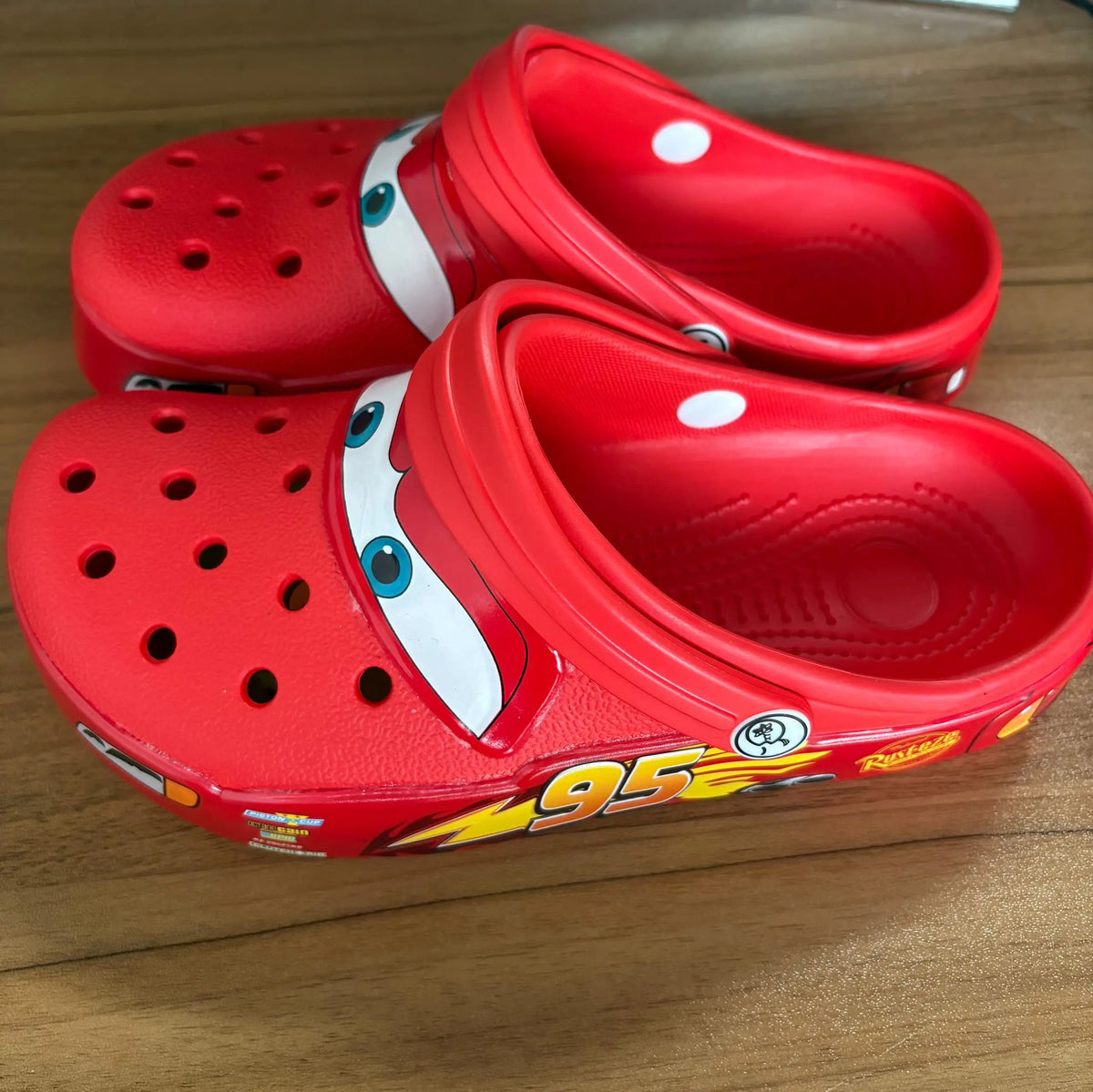 Lightninged 95 Cars Adults Hole Slippers Cartoon Solid Waterproof Slippers Outdoor Beach Sandals Breathable Eva Shoes