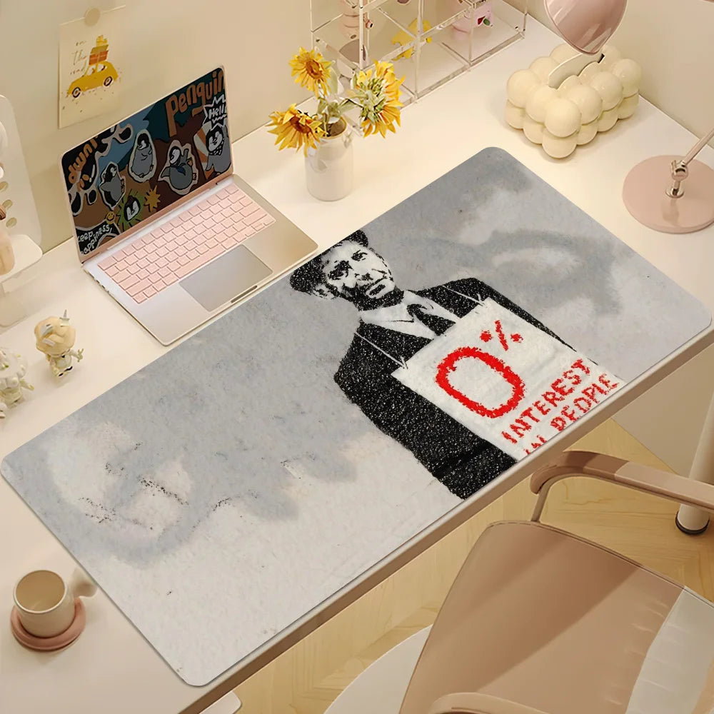 Graffiti Art Banksy S Mouse Pad Large Desk Mat Keyboard Ergonomic Office Rubber Game PC Non-slip Anti-fray Home Custom Best Pric