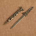 Brass Sword Pendant Waist Decoration Exquisite Double-Sided Carved Small Sword Handle Antique Copper Craft Ornament
