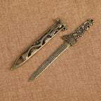 Brass Sword Pendant Waist Decoration Exquisite Double-Sided Carved Small Sword Handle Antique Copper Craft Ornament