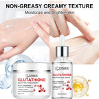 JUINHOU Glutathione Vitamin C Brighten Face Cream and Serum Set Even Skin Tone Niacinamide Anti-Oxidation Radiant Glow Skin