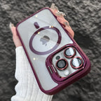 Luxury Magnetic Shockproof Phone Case For iPhone 16 15 14 13 12 17 18 Pro Max For Magsafe Funda Stand Glass Lens Protector Cover