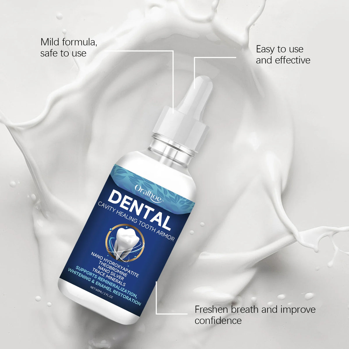 Oralhoe Dental Care Serum Teeth Whitening Cavity Healing Enamel Restoration Remineralization Stain Removal Teeth Repair Liquid