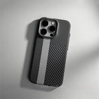 Relief Carbon Fiber Magnetic Case for iPhone 15 Pro Max 16 17 Pro Phone Cover Camera Metal Lens Protective Shell Hard PC Fundas