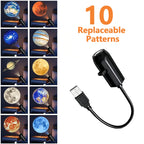 USB Starry Sky Projector Lamp 360° Rotatable Flexible Hose Planet Galaxy Projection Light with 17/12 Pcs Film Slides Bedroom