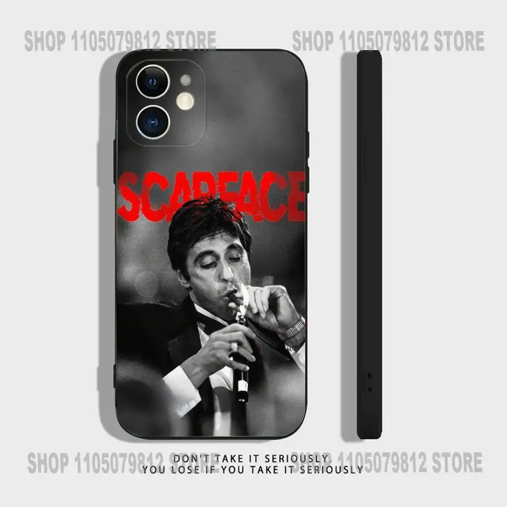 T-Tony M-Montana S-Scarface Phone Case For iPhone 17 16,15,14,13,12,11,Pro,XS,Max,XR,Plus,Mini Soft Silicone Black Shockproof