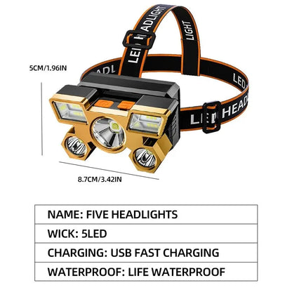 Rechargeable LED Head Torch – Camping & Fishing